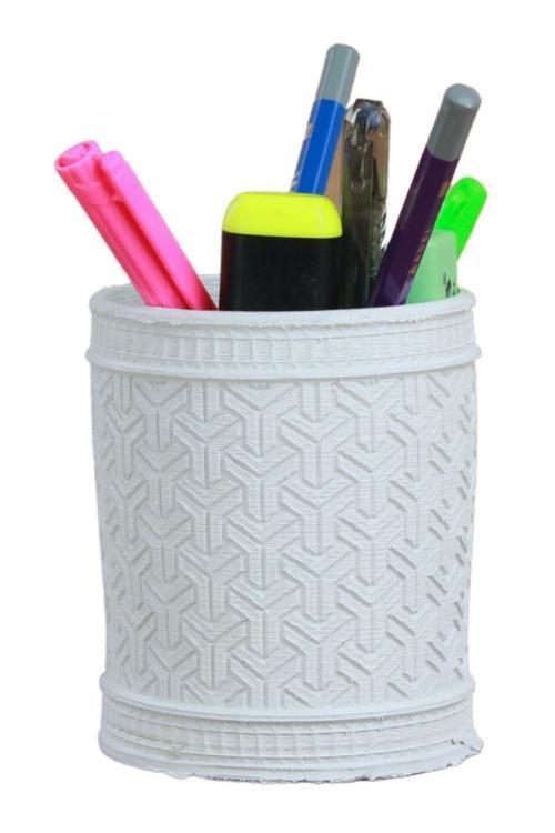 Kalemlik Beyaz Renk Masa Kalemliği Organizer Kalemlik Dönen Y Desenli Model