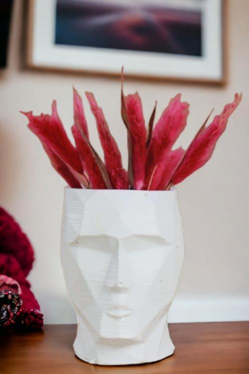 Dekoratif Vazo El Yapımı Beyaz Renk Model 15