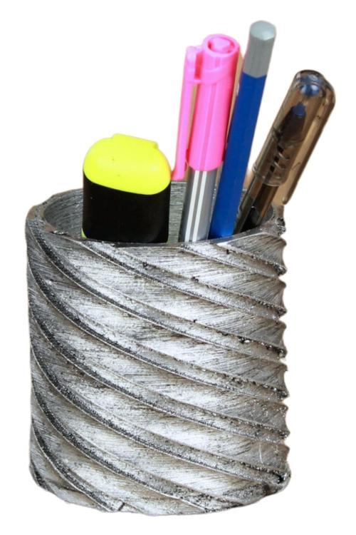 Kalemlik Gümüş Eskitme Renk Masa Kalemliği Organizer Kalemlik Çapraz Model