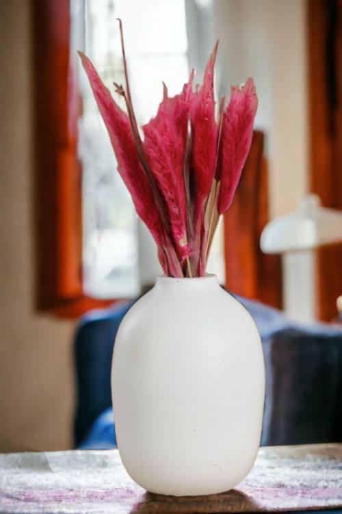 Dekoratif Vazo El Yapımı Beyaz Renk Model 6