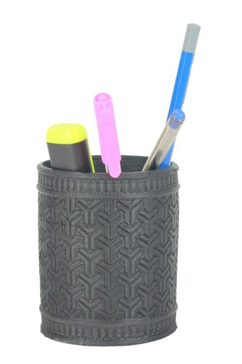 Kalemlik Siyah Renk Masa Kalemliği Organizer Kalemlik Dönen Y Desenli Model