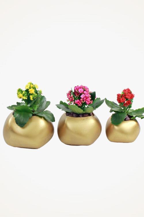 Büyük Dekoratif Saksı Gümüş Çiçek Saksısı 3 Adet 3 Boy Spiral Model