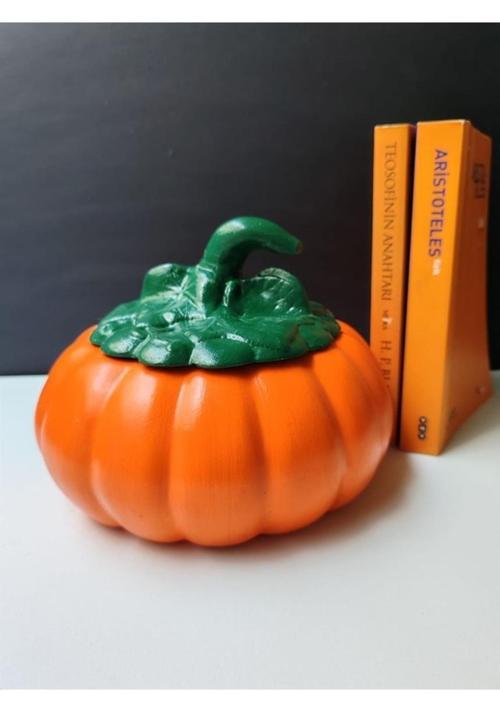 Dekoratif Balkabağı, Büyük Boy, Turuncu Renk El Yapımı, Saklama Kavanozu, Şekerlik, Sunumluk, Ev Dekoru, Masa Dekoru, Obje, Biblo, , Hediyelik, Öğretmenler Günü, Anneler Günü