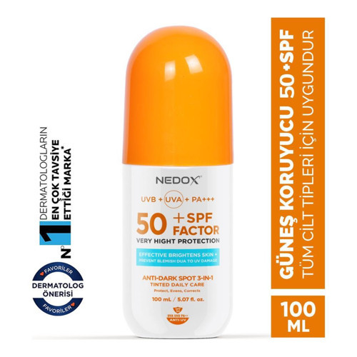 Leke Karşıtı Spf 50 Tüm Ciltler Için Yüksek Korumalı Nemlendirici Güneş Krem 100 ml