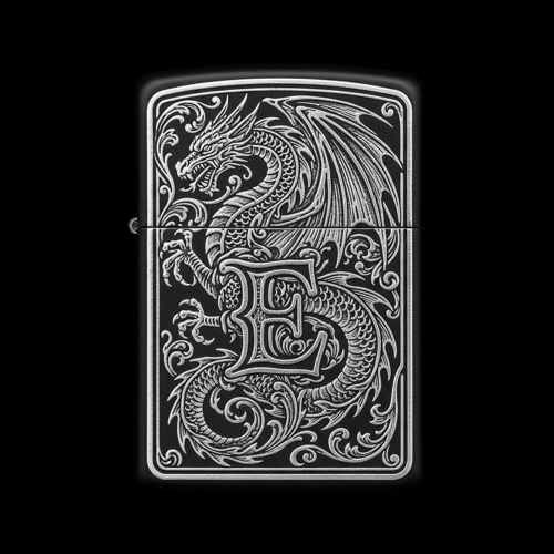 Benzinli Çakmak Ejderha Figürlü E Harfli Tasarım - V42