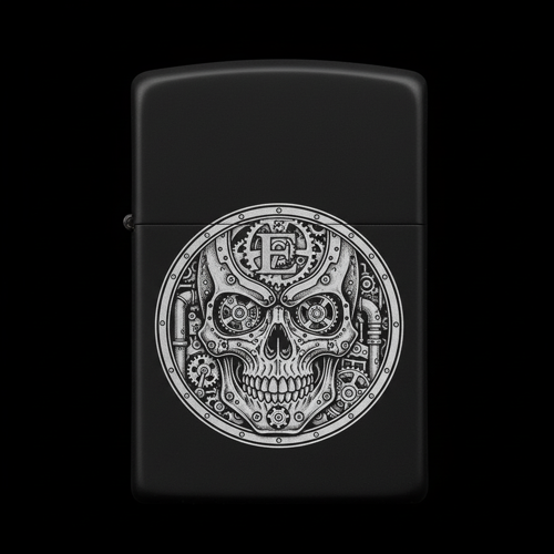 Benzinli Çakmak Kuru Kafa Figürlü E Harfli Tasarım - V59