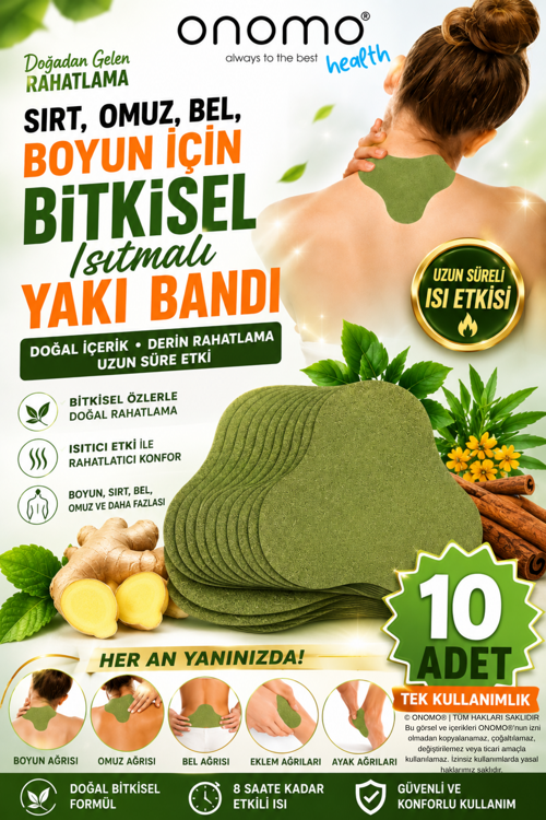 Health Sırt, Omuz, Bel, Boyun, Fıtık Için Bitkisel Isıtmalı Yakı Bandı 10 Adet
