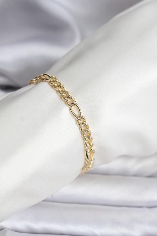 14K Gold Renk Kaplama Lazerli Zincir Model CM Kadın Bileklik - EBJ251201W38642