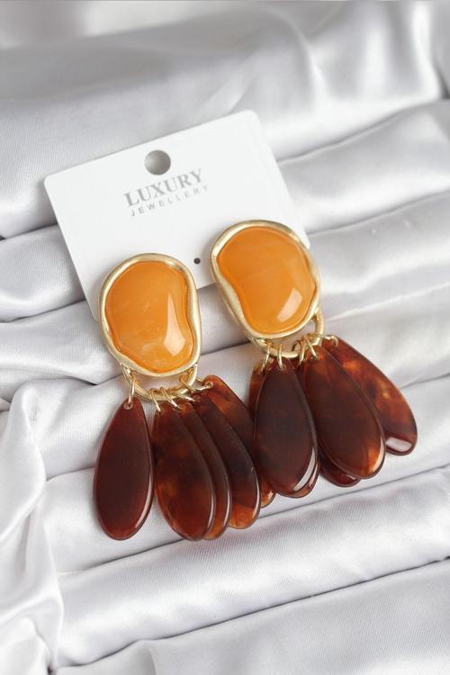 Pirinç Gold Renk Vintage Model Kadın Küpe - EBJ251201W38677