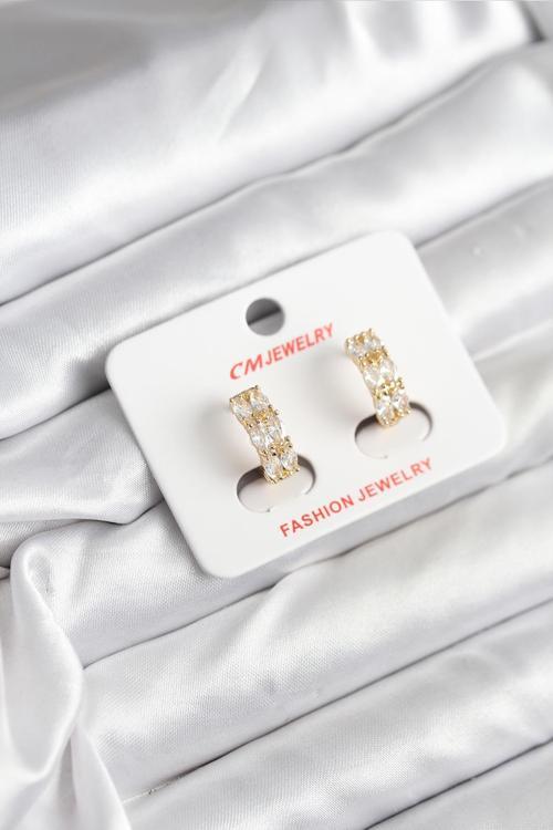 14K Gold Renk Kaplama Zirkon Taşlı CM Kadın Küpe - EBJ251201W38655