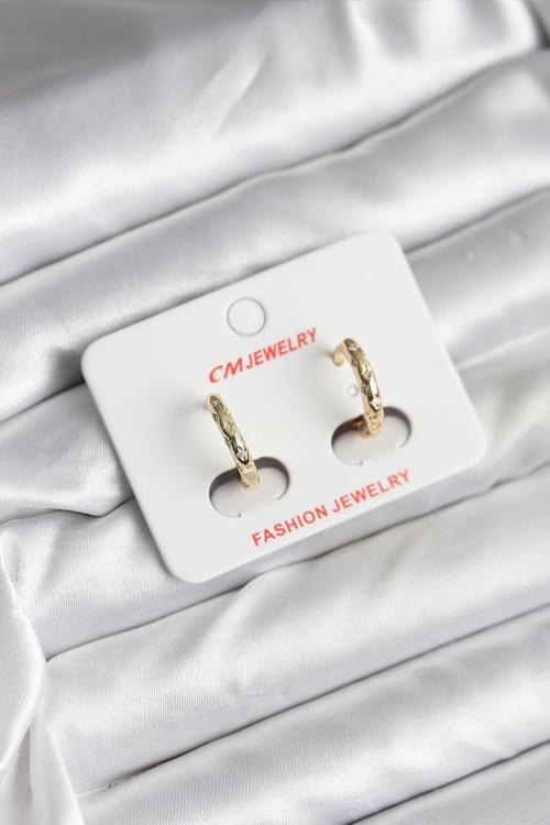 14K Gold Renk Kaplama Zirkon Taşlı Halka Model CM Kadın Küpe - EBJ251201W38664