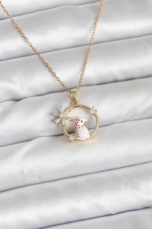 Zincir Gold Zirkon Taşlı Yılbaşı Temalı Kadın Kolye - EBJ251201W38460