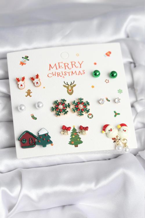 Yılbaşı Temalı 8 Çift Küpe Seti - EBJ251201W38509