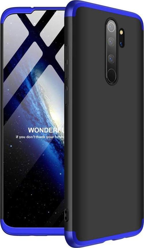 Xiaomi Redmi Note 8 Pro Kılıf Double Dip 360 Protective Siyah Mavi