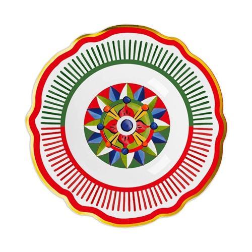 Dolce Vita Kırmızı Yeşil Desenli Çukur Tabak 23 Cm