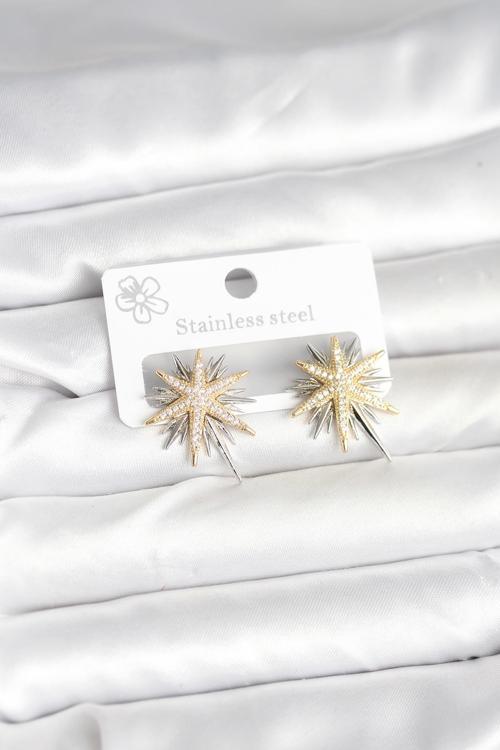 Zarif Kulaklar için Silver Pirinç Kutup Yıldızı Kadın Küpe