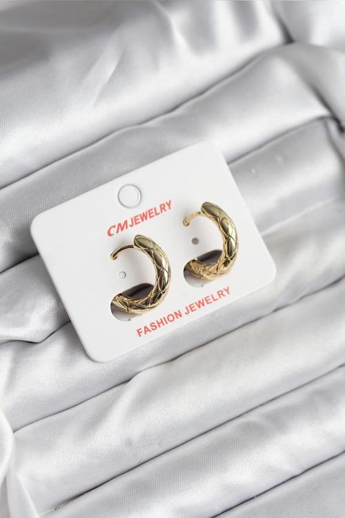 Zarif Kulaklar için Golden Pirinç Kaplı CM Stil Kadın Küpe