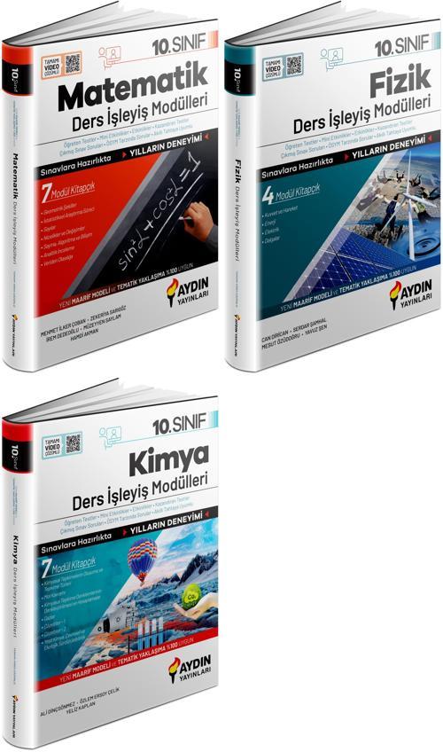 Aydın 2025 10. Sınıf Matematik + Fizik + Kimya Ders Anlatım Fasikülleri Seti 3 Kitap