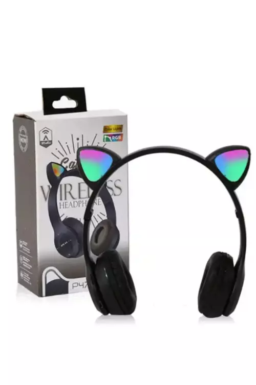 P47M Kedili Kablosuz Bluetooth Kulaklık - Siyah