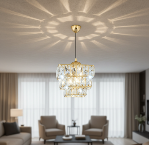 DG1118 Kristal Avize – Gold Kaplama (Yerli Üretim)