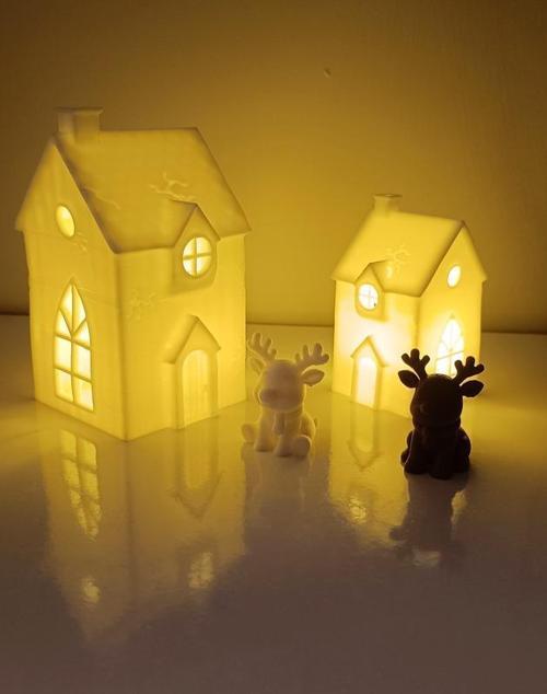 Kış Evleri Mini Geyik Mumluk Noel Yılbaşı Süsü Dekoratif Biblo Tealight Mumluk Seti Mumlar Dahildir