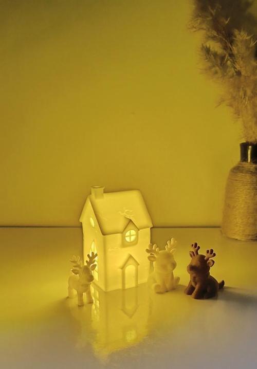 Kış Evleri Mini Geyik Mumluk Noel Yılbaşı Süsü Dekoratif Biblo Tealight Mumluk Seti Mumlar Dahildir