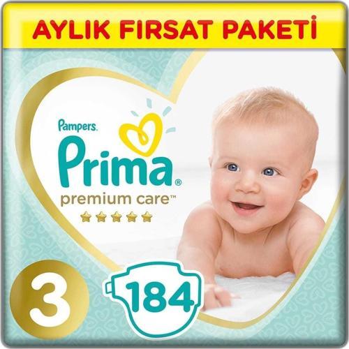 Bebek Bezi Premium Care 3 Beden 184 Adet Aylık Fırsat Paketi