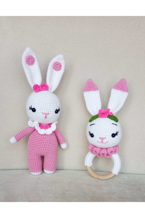 Pembe Tavşan Seti Organik Oyuncak