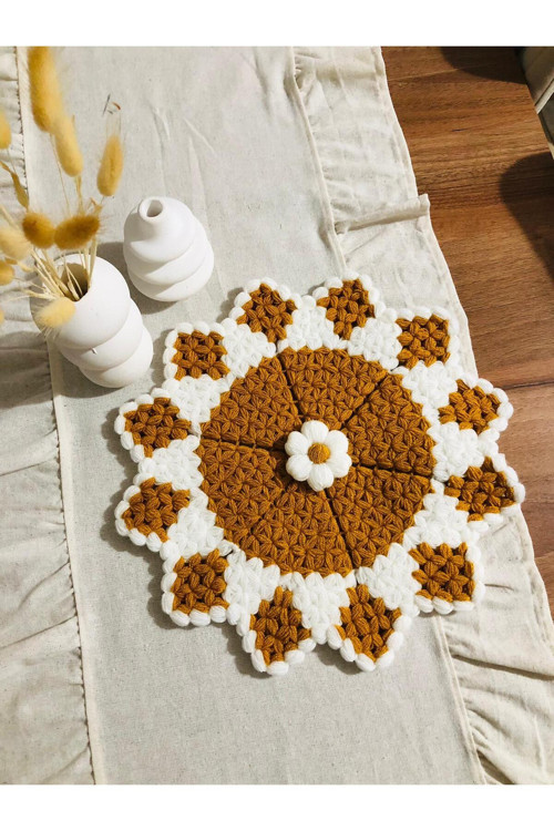 Çeyizlik,Hediyelik El Örgüsü Dolgun Ilmek Çiçek Motifli Banyo Lifi