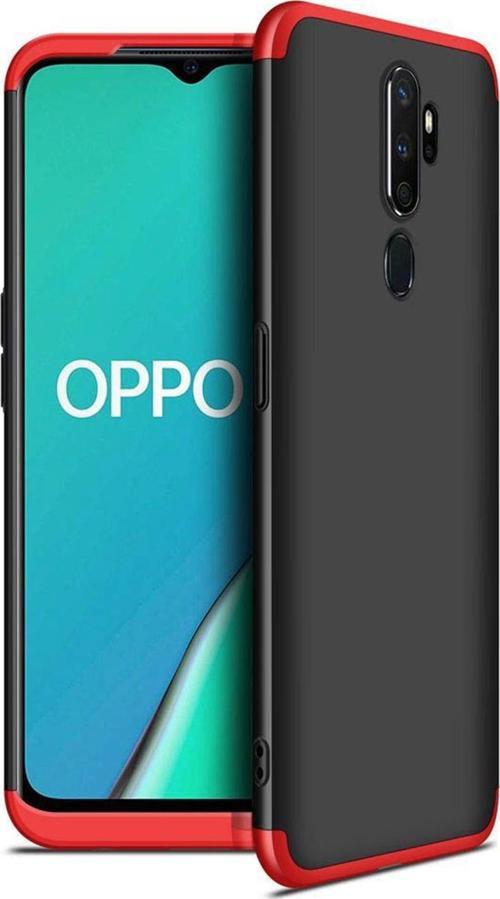 Oppo A9 2020 Kılıf Double Dip 360 Protective Siyah Kırmızı