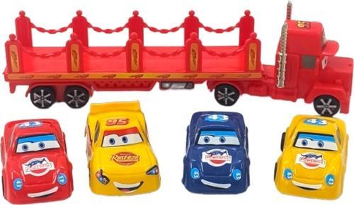 Şimşek Mcqueen Oyuncak 4 Arabalı Oyuncak Mac Tır Seti 26Cm.