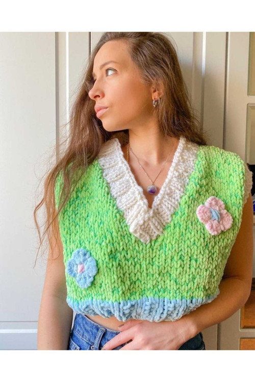 El Örgüsü Kadife Kadın Süveter