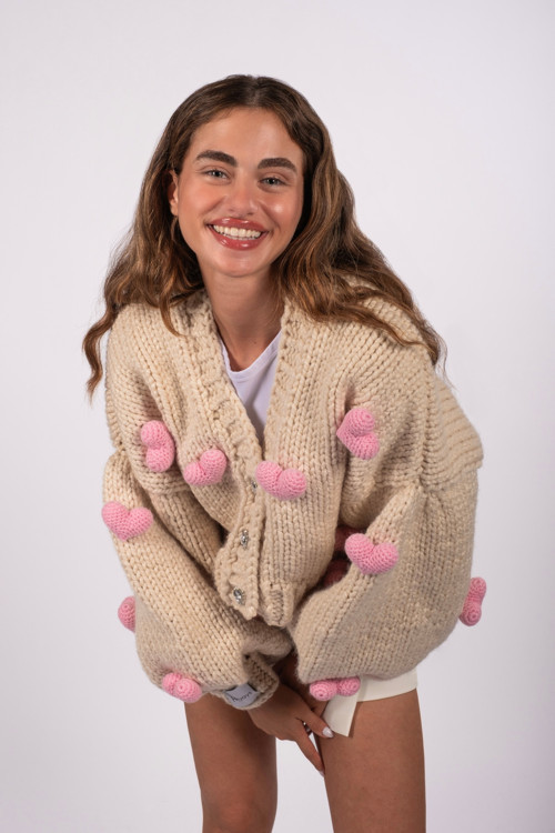 Pembe Kalpli El Örgüsü Hırka
