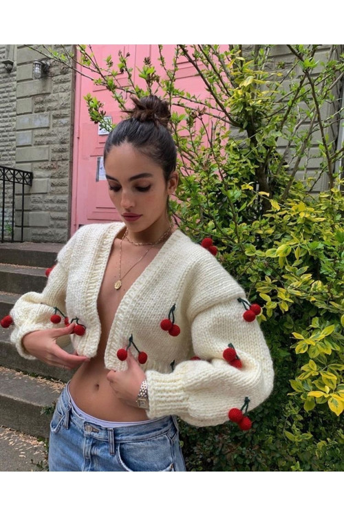 Kirazlı🍒 El Örgüsü Hırka Modeli