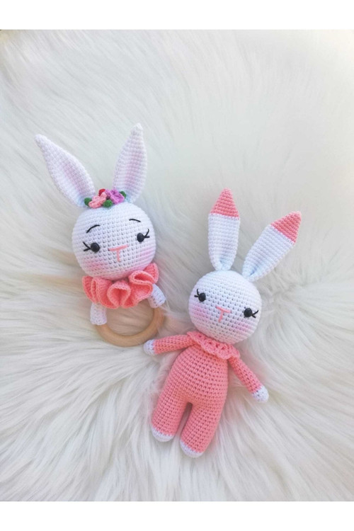 Organik Oyuncak Tavşan Çıngıraklı