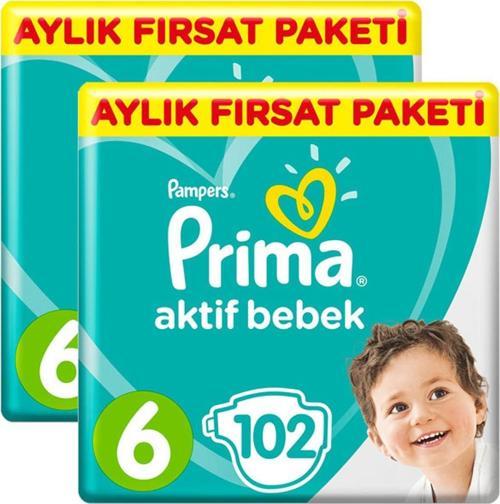 Pampers Bebek Bezi Aktif Bebek Ekstra Large 6 Beden 102 Adet X 2 Paket