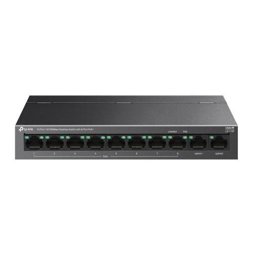 LS110P 8 Port 10-100 Mbps Poe+ 2 Port 10-100 Uplink Switch Metal Kasa