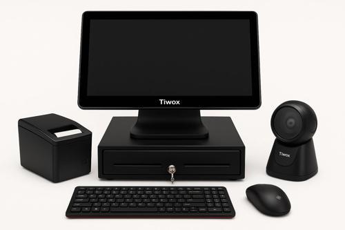 Tiwox Dokunmatik POS Kasa Sistemi | Termal Fiş Yazıcı + Para Çekmecesi + Barkod Okuyucu + Klavye Mou