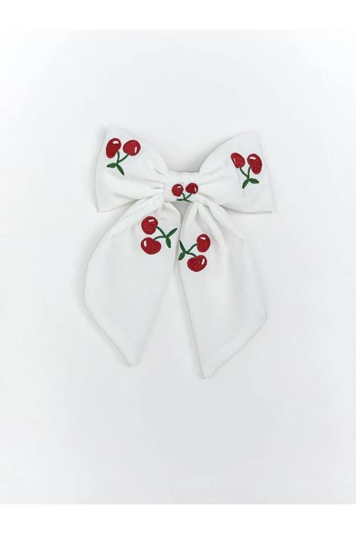 Kiraz Nakışlı Fiyonk Detaylı Kadın Toka