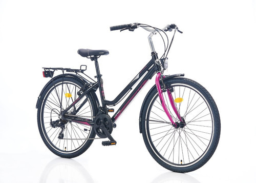 Shiwers 26 Jant 21 Vites 41CM Kadro Siyah / Fuşya Kadın Şehir Bisikleti