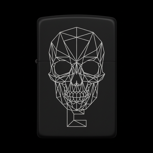 Benzinli Çakmak Kuru Kafa Figürlü E Harfli Tasarım - V6