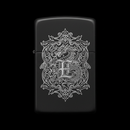 Benzinli Çakmak Ejderha Figürlü E Harfli Tasarım - V73