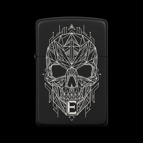 Benzinli Çakmak Kuru Kafa Figürlü E Harfli Tasarım - V53