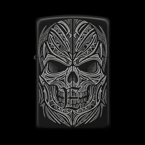 Benzinli Çakmak Kuru Kafa Figürlü E Harfli Tasarım - V94