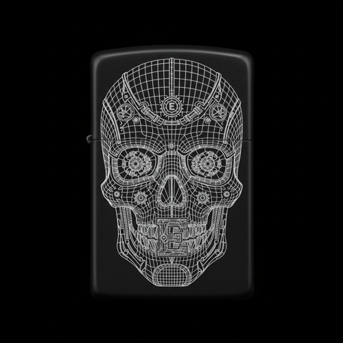 Benzinli Çakmak Kuru Kafa Figürlü E Harfli Tasarım - V40