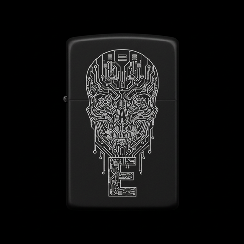 Benzinli Çakmak Kuru Kafa Figürlü E Harfli Tasarım - V22