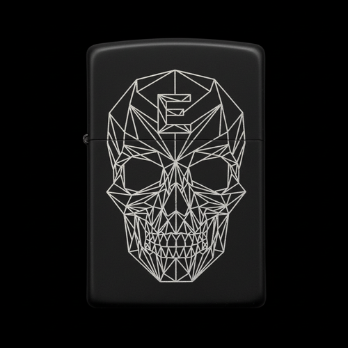 Benzinli Çakmak Kuru Kafa Figürlü E Harfli Tasarım - V73