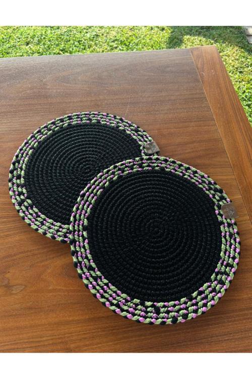 Siyah Desenli Yuvarlak 2’Li Supla Seti – Şık Masa Sunumları İçin