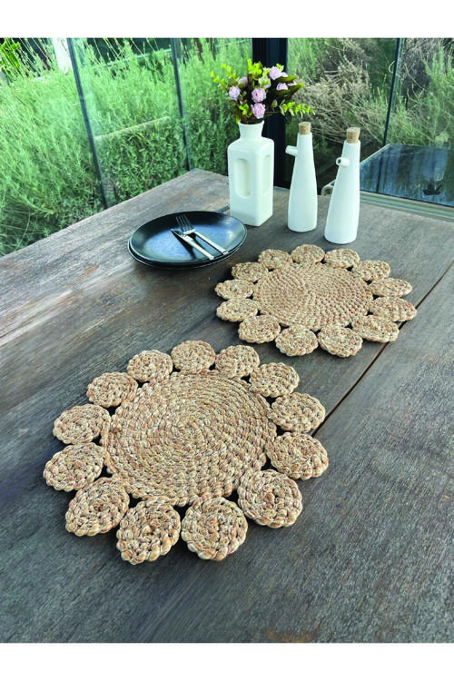 2 Adet Papatya Hasır Görünümlü Amerikan Servis Supla 33 Cm