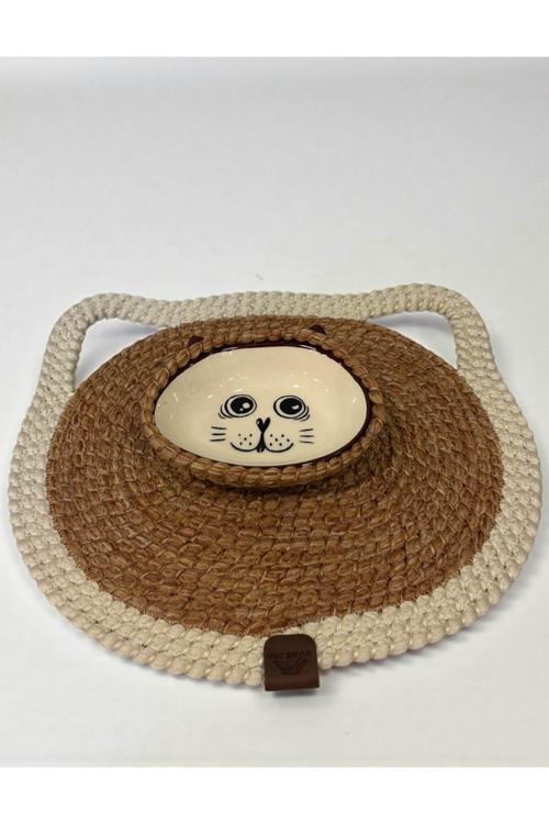 Hasır Görünümlü Kedi Paspası Ve Mama Kabı | Su Geçirmez - Leke Tutmaz